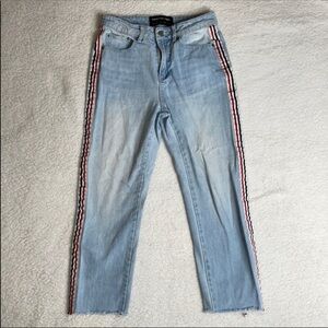 The Fifth Label Denim Jeans Side Stripped High Waist Ankle Cropped Streetwear